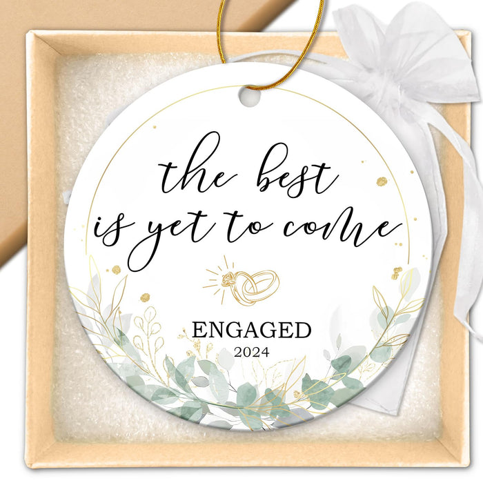 ZAGKOO Engagement Gifts for Couples - Gifts for Newly Engaged Couples - Engagement Gift for Her, Women, Friend, Fiancee - Happy Engagement, Just Engaged, Bride to Be - 2024 Christmas Ceramic Ornament