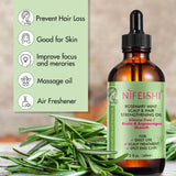 NIFEISHI Rosemary Oil for Hair Growth Organic(4.04 Oz), Rosemary Mint Scalp & Hair Strengthening Oil with Biotin & Essential Oils, Hair Growth Oil for Dry Damaged Hair, Skin Care & Face, 1Pack