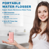 Caredite Water Flosser Cordless,Portable Mini Oral Irrigator Teeth Cleaner, Rechargeable Power Dental Flosser Picks for Travel Home, 4 Tips 3 Modes, IPX7 Wateroproof for Teeth Braces Dental Care,Pink