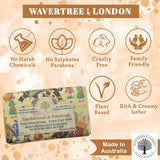 Wavertree & London Sandalwood & Patchouli Scented Natural Soap (2 Bars), 7oz Moisturizing French Triple Milled Soap Bars enriched with shea butter - Pure Plant Oil Bath & Body Soap for All Skin Types