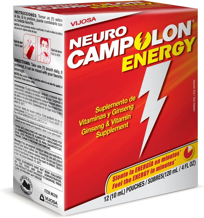 Vijosa Laboratorios Campolon Energy B Vitamin Pouches - Promotes Healthier Physical Energy and Mental Energy - 12 Pouches