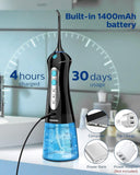 Cordless Water Flosser for Teeth Professional Water Teeth Cleaner Picks Dental Oral Irrigator with 3 Modes & 4 Jet Tips for Braces Gums, IPX7 Waterproof, 300ml Detachable Tank for Home Travel (Black)