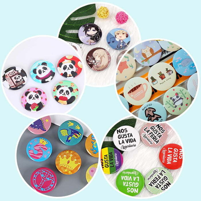 Happizza 200 Sets 58mm(2.25 in) Blank Pin Back Buttons Parts for Button Maker Machine 58mm, Round Badge Making Supplies, Includes Metal Cover, Plastic Button Back Cover, Clear Film&Blank Paper
