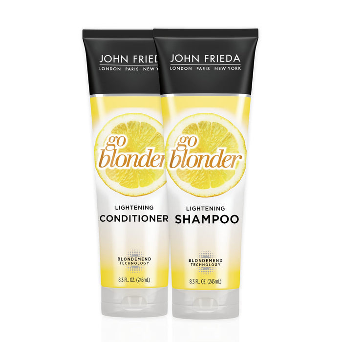 JOHN FRIEDA Sheer Blonde Go Blonder Shampoo and Conditioner Set, 8.3 Ounce Gradual Lightening, In Shower Lightening Treatment, For Natural or Color-Treated Hair, with Citrus and Chamomile
