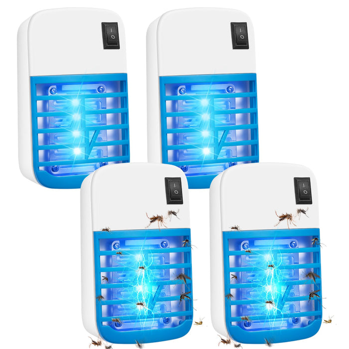 4Pack Bug Zapper Indoor,Electronic Fly Trap Insect Killer,Plug in Electronic Mosquitoes Zapper with Blue Lights Portable Home Insects Zapper for Office,Home,Kitchen,Bedroom,Living Room,Baby Room