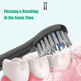 Flossing Toothbrush Head Replacement, Compatible with Water-pik Sonic Fusion / 2.0 SF-01, SF-02, SF03 & SF-04 Tooth-Brush and Water Flosser Combo Brush Heads (Full, Black(6Packs))