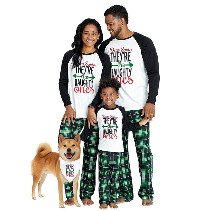 IFFEI Matching Family Pajamas Sets Christmas PJ's Letter Print Top and Plaid Bottom Sleepwear Jammies with Pockets Women: S
