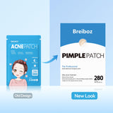 Breiboz Pimple Patches for Face, Hydrocolloid Ace Patches, Zit Patches for Day and Night Invisible with Tea Tree, Salicylic Acid & Cica Oil-280 Patches,5 Size,2 Thickness