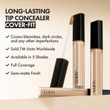 LUNA Long-Lasting Tip Concealer Cover-Fit (#02 Beige) Full Coverage, for Under Eye Dark Circles, Fine Lines, Redness & Discoloration, Korean Makeup 0.26 Fl Oz