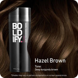 BOLDIFY Hair Fibres for Thinning Hair (HAZEL BROWN) - 56g Bottle - Undetectable & Natural Hair Filler Instantly Conceals Hair Loss - Hair Powder Thickener, Topper for Fine Hair for Women & Men