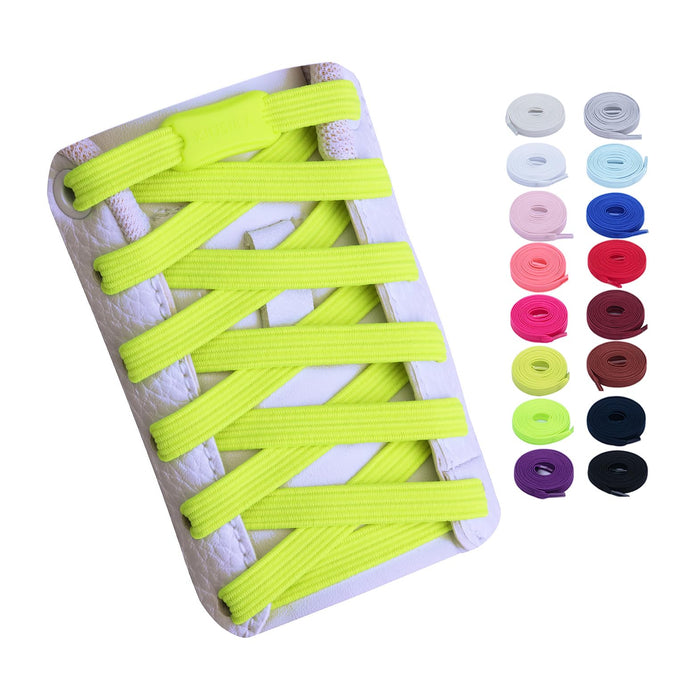 Booyckiy No Tie Elastic Shoelaces for Kids, Adults and Elderly, Adjustable Tieless Shoe Laces for Sneakers Boots and Casual Shoes - 16 Colors, 41 inch, Neon Yellow
