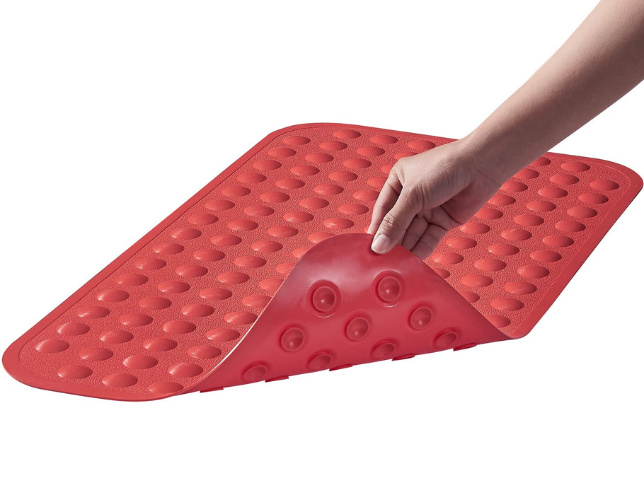 Yanzifly Bathtub Mat Non Slip Bath Mat for Tub Silicone Soft & Safe, Bath Tub Mat Non Slip Shower Mats, Suction Cups Bath Tub Anti Slip Matt for Kids Elderly Non Toxic, Machine Washable-Red