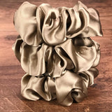 Celestial Silk Mulberry Silk Scrunchies for Hair (Dark Taupe)