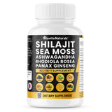 Shilajit Pure Himalayan Organic 10,000mg Sea Moss 6000mg Ashwagandha 3000mg Panax Ginseng 3000mg Cordyceps Rhodiola Rosea 1000mg Zinc, Fulvic Acid & Trace Minerals - Sea Moss Shilajit Capsules USA