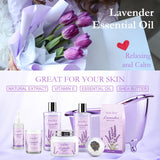 Spa Gift Basket for Women - Lavender Bath Sets for Women Gift 8Pcs Aromatherapy Home Spa Kit with Shower Gel, Shampoo, Jojoba Body Oil, Bath Bomb, Soy Candle & More, Relaxing Gifts for Her Mothers day