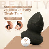 Frankie Rose Cosmetics Complexion Perfection Sponge | Latex-Free Foam & Vegan Makeup Sponge For Foundation, Concealer & Powders | Offers Medium to Full Coverage | Black Makeup Sponge