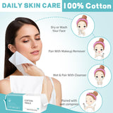 Disposable Face Towel 200 Count, Soft Cotton Facial Dry Wipes, Multi-Purpose for Skin Care, Makeup Remover, Face Wipes and Facial Cleansing