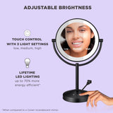 Conair Lighted Makeup Mirror, LED Vanity Mirror, 1X/10x Magnifying Mirror, Corded in Matte Black Finish