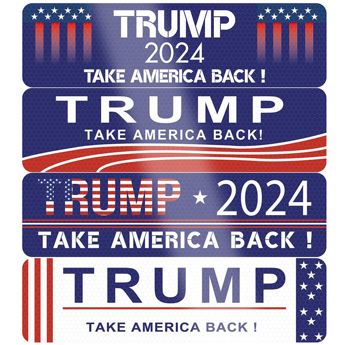 4 PCS Trump Car Magnets 2024 Trump Take America Back Elect President Donald Trump 2024 Election Patriotic Highly Reflective Magnetic Bumper Stickers