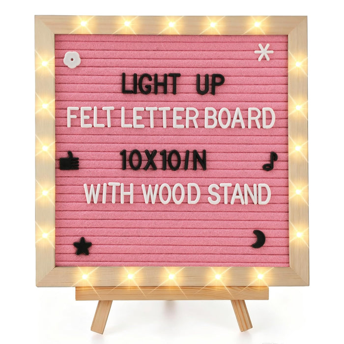 10"×10" Felt Letter Board with LED Lights & Stand for Halloween Party Decor