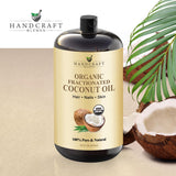 Handcraft Blends Organic Fractionated Coconut Oil - 28 Fl Oz - 100% Pure and Natural - Premium Grade Oil for Skin and Hair - Carrier Oil - Hair and Body Oil - Massage Oil