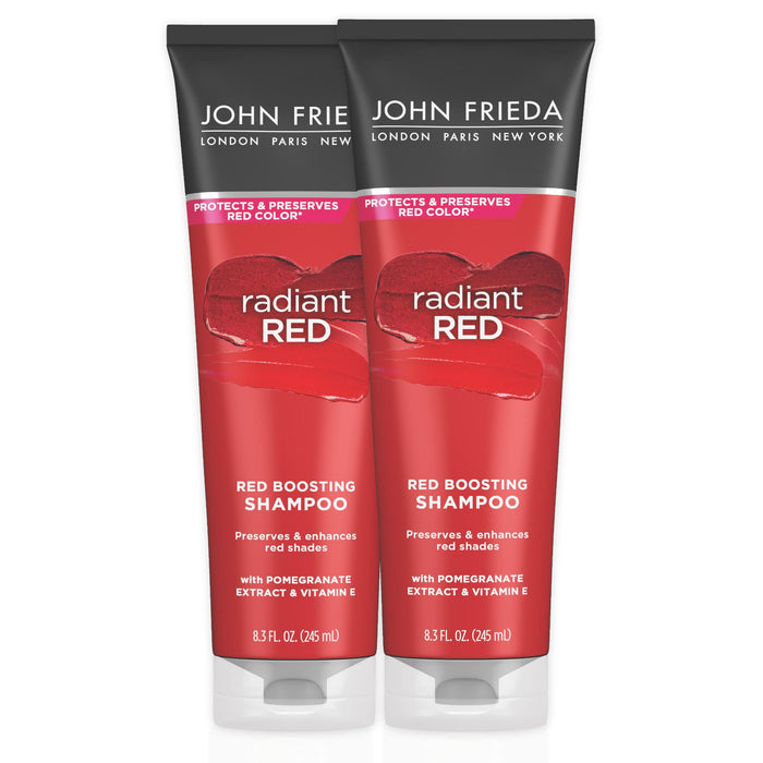 John Frieda Radiant Red Shampoo for Red Hair, Helps Enhance Red Hair Shades, with Pomegranate and Vitamin E, 8.3 oz (Pack of 2)