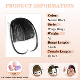 NAYOO Bangs Hair Clip in Bangs 100% Real Human Hair Extensions Natural Black Wispy Bangs Clip on Air Bangs for Women Fringe with Temples Hairpieces Curved Bangs for Daily Wear