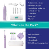 GuruNanda Lion & Lamb Kit (Lavender), Portable Water Flosser (300ml) with 4 Jet Tips, 5000 mAH Rechargeable Sonic Toothbrush with 4 Brush Heads & More