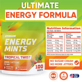 Energy Caffeine Mints | Caffeine + L-theanine + B Vitamins | Caffeinated Mints with 60mg Caffeine Per Serving | Delicious Sugar Free Energy Mints | (Tropical Twist, 100 Count) by Gymgum