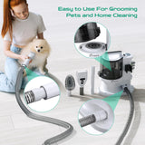 Kidken Pet Grooming Vaccum Kit,Dog Grooming Clippers & Dog Hair Vacuum Suction 99% Pet Hair,3.3L Large Capacity Dog Grooming Vacuum,Low Noise Pet Hair Vacuum with 4+8 Pet Grooming Tools for Dogs Cats