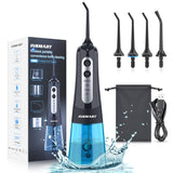 Cordless Water Dental Flosser Teeth Cleaner with Tips Case, INSMART Professional 300ML USB Rechargeable Oral Irrigator for Home and Travel, IPX7 Waterproof 4 Modes Irrigate (BlackBlue)