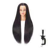 Hairingrid 26"-28" Mannequin Head Hair Styling Training Head Manikin Cosmetology Doll Head Synthetic Fiber Hair and Free Clamp Holder (Black)