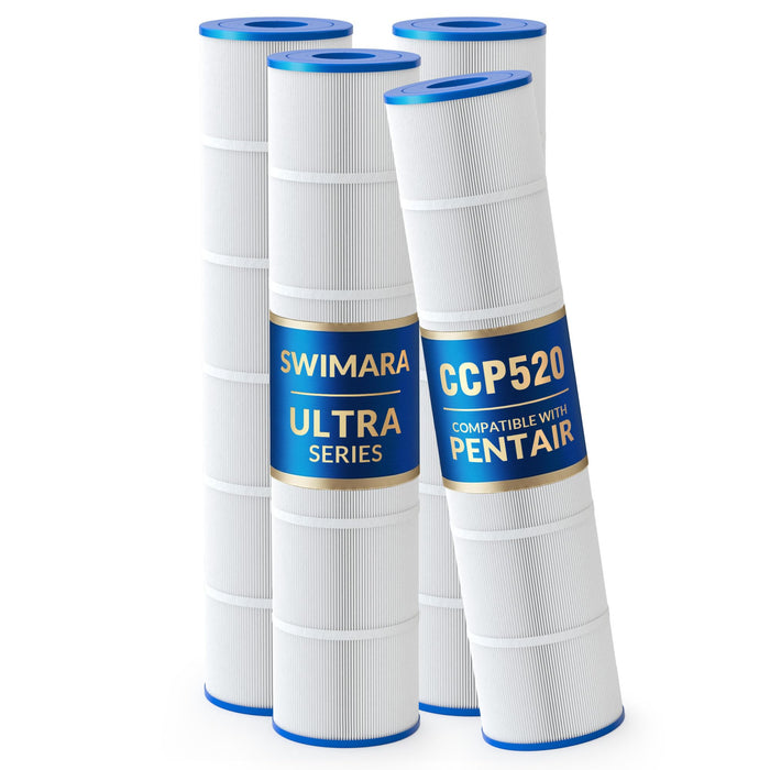 Swimara CCP520 PCC130 178585 R173578 817-0131, 5 oz+ Trilobal Fabric Pool Filter Cartridges, Compatible with Pentair Clean & Clear Plus 520 (#160332) & Waterway 525, 4-Pack, Ultra Series