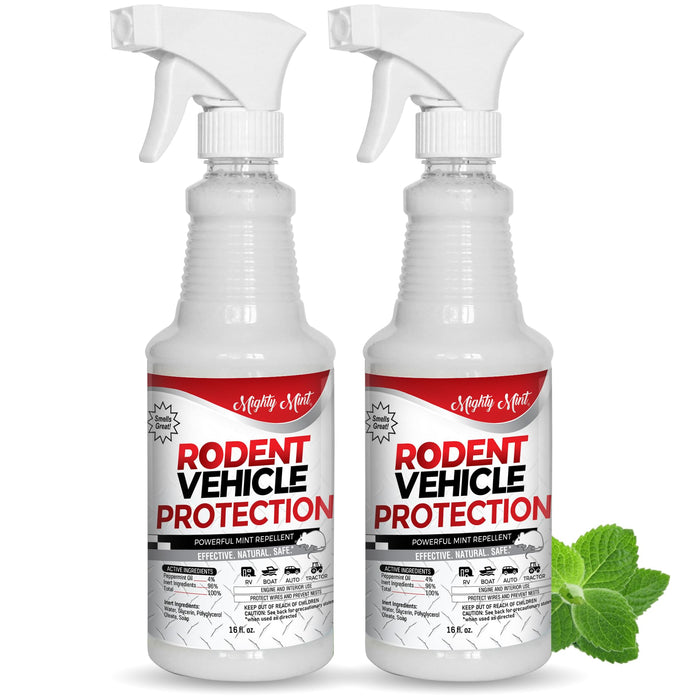 Mighty Mint Peppermint Oil Rodent Repellent Spray for Vehicles – Natural Mouse & Rat Control for Car Engines, RVs, Trucks & Boats – Plant-Based, Extra-Strong Formula – 16 oz (Pack of 2)