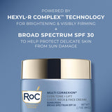 RoC Multi Correxion 5 in 1 Chest, Neck, and Face Moisturizer Cream with SPF 30, for Neck Firming and Wrinkles, Vitamin E & Shea Butter, Oil Free Skin Care, 1.7 Ounces