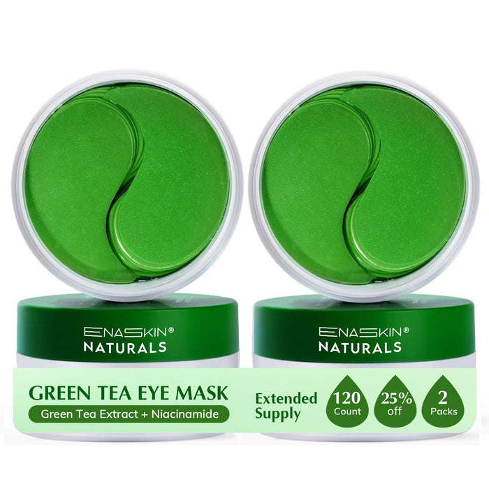Enaskin Naturals Under Eye Patches for Dark Circles: 60 Pairs Green Tea Eye Gels Mask - Reduce Wrinkles Puffy & Bags - Skin Treatment Pads - Anti Aging Moisturizer For Women (Green 2 Pack)