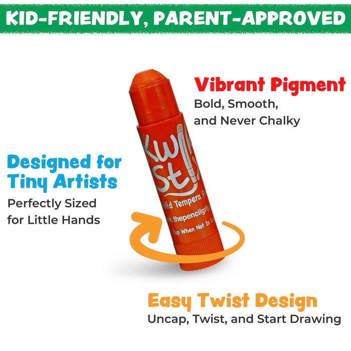 Kwik Stix Solid Tempera Paint Sticks – 12 Pack of Black – Same Color Washable, Quick Dry (90 Seconds), ASTM Certified, Non-Toxic, Allergen-Free Kids & Toddler Art Supplies for Home, School & Crafts