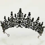 TOBATOBA Black Tiaras for Women, Black Crystal Crowns for Women, Gothic Crown Halloween Tiara Crown, Queen Crown, Black Wedding Tiara, Gothic Halloween Costumes for Women Prom Halloween Accessories