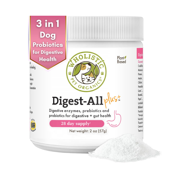 Wholistic Pet Organics: Dog Probiotics and Digestive Enzymes Powder - 2 oz - Dog Digestive Support Supplement Prevents Upset Stomach - Gut Health Digest All Probiotics for Dogs and Cats