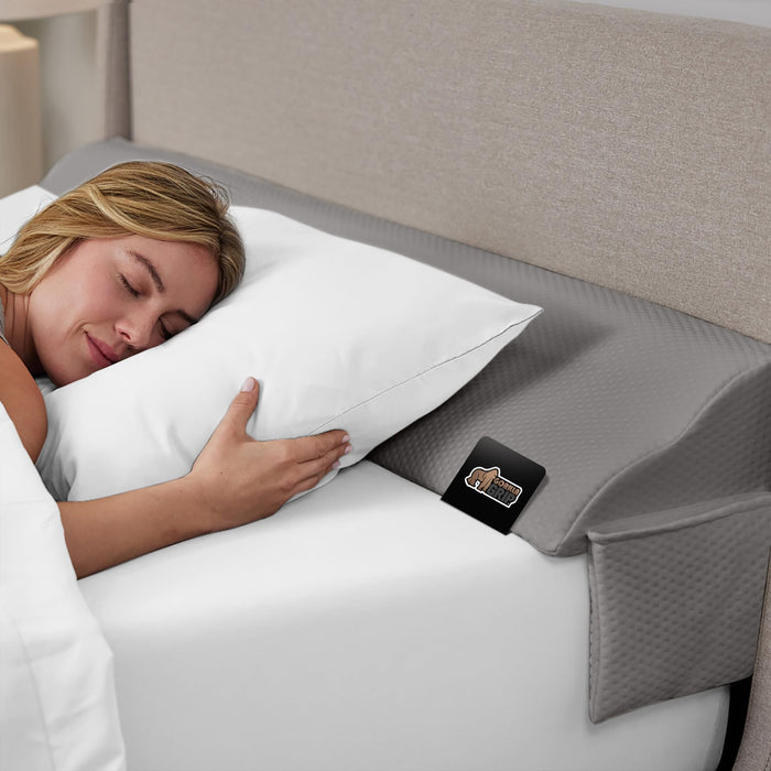 GORILLA GRIP Patent Pending Queen Bed Wedge Pillow Headboard Gap Filler, Comfortable and Supportive High Density Foam Angled Pillows, Stay in Place Gripping Dots, Wedges Between Mattress, Soft Gray