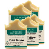 1 Ingredient Organic Tallow Soap for Sensitive Skin - 130 grams each, Pack of 5 - Premium Unscented and Fragrance Free Beef Tallow Skincare, Naturally Gentle (UNSCENTED) (5 Pack Unscented)