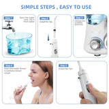 ROSPEC Water Flosser for Teeth, 10 Pressure Levels Water Teeth Cleaner with 10 Tips, Electric Oral Irrigator for Teeth, Gums, Braces, Dental Care (White)