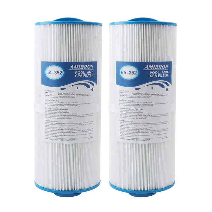 AMIBRON 5CH-352 Replaces Marquis Spa Filter, Compatible With PPM35SC-F2M,FC-0196, Marquis 35, Marquis Spa 20042, 20092, 70-0240, 370-0242, 370-0243, 2" Male Fine Thread 35 sq.ft. Hot Tub Filter 2 Pack