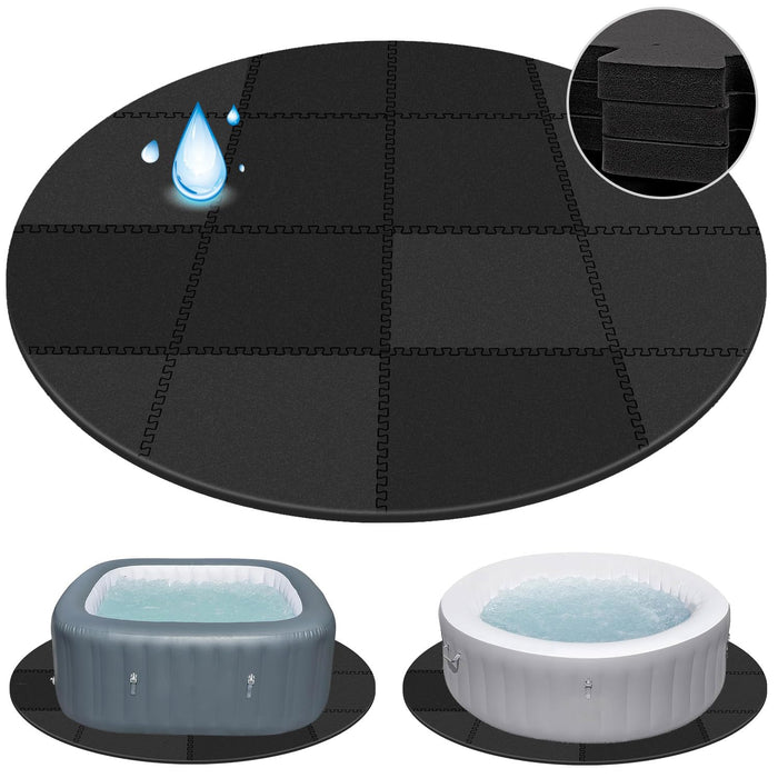 78 Inch Round Hot Tub Mat - Extra-Thick Interlocking Hot Tub Protective Pad Spa Pool Foam Insulation Mat Ground Base Flooring Protector for Portable Inflatable Hot Tub Accessories Outdoor Indoor