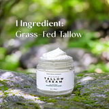 TRADITIONAL NUTRIENTS Whipped Tallow Face Moisturizer 100% Grass Fed Non-Greasy Nourishing Suet Beef Tallow Cream for Sensitive Skin - 4oz