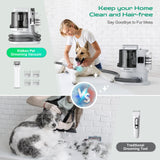 Kidken Pet Grooming Vaccum Kit,Dog Grooming Clippers & Dog Hair Vacuum Suction 99% Pet Hair,3.3L Large Capacity Dog Grooming Vacuum,Low Noise Pet Hair Vacuum with 4+8 Pet Grooming Tools for Dogs Cats