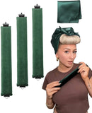 Velvet Heatless Curling Set No Heat Hair Curlers Overnight Curls Blowout Rods Soft Large Hair Rollers to Sleep in, Heatless Curls for Long Hair Blowout Look | Heatless Curling Rod Everglade Green