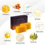 VALITIC Kojic Acid Vitamin C and Retinol Soap Bars with Turmeric for Dark Spot - Original Japanese Complex Infused with Collagen, Hyaluronic Acid, and Vitamin E (4 Pack)