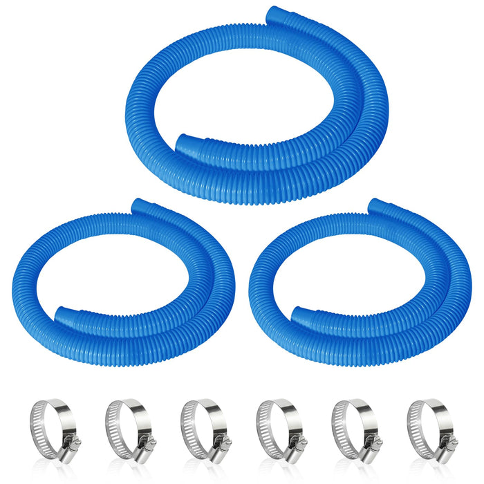 3 Pcs 1.25" Pool Hose, 59" Long Accessory Pool Pump Replacement Hoses, Compatible with All Above Ground Pool Filter Pumps that Use 1 1/4 Diameter Hoses