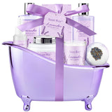 Spa Gift Basket for Women - Lavender Bath Sets for Women Gift 8Pcs Aromatherapy Home Spa Kit with Shower Gel, Shampoo, Jojoba Body Oil, Bath Bomb, Soy Candle & More, Relaxing Gifts for Her Mothers day